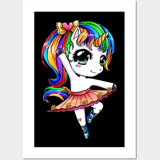 Cute Magical Unicorn Ballet Dance Gift For Ballerina Wall Art by HCMGift